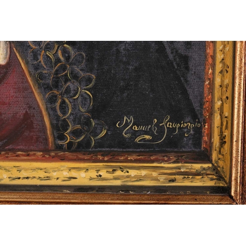 63 - † Manuela Sangiorgio (Late 20th century), Portrait of a lady, in the 16th century style, signed, oil... 