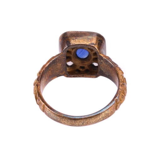 A sapphire and diamond dress ring, the tabular-shaped head set with a ...