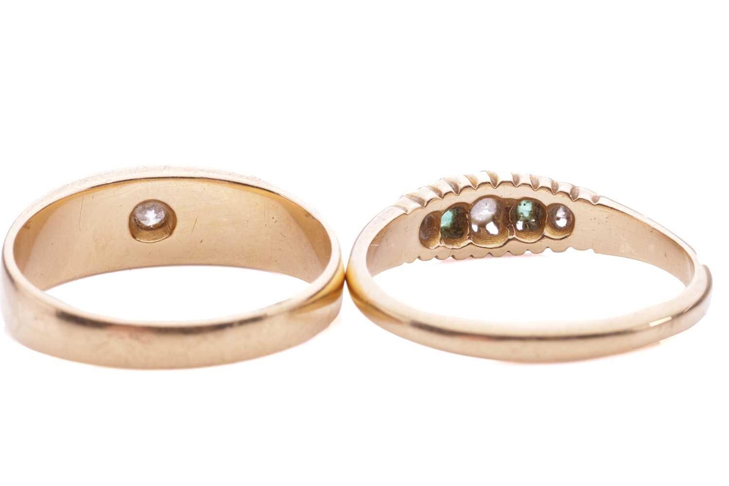 A Victorian gemset ring and an oldcut diamond ring; the diamond and