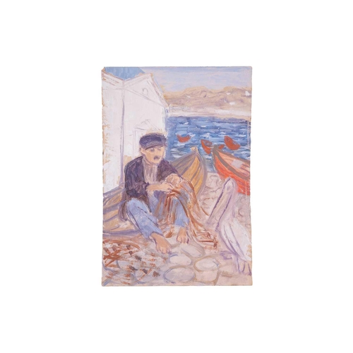 106 - Eva Frankfurter (1930 – 1959) German/British, 'Fisherman, Mykonos, Greece' (1958), unsigned, oil on ... 