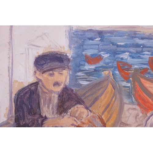 106 - Eva Frankfurter (1930 – 1959) German/British, 'Fisherman, Mykonos, Greece' (1958), unsigned, oil on ... 