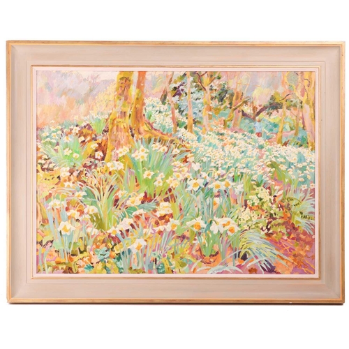 109 - † Mary Martin (b. 1951), 'Narcissus Wood in the Rain, Tamar Valley', signed and dated '90, labelled ... 