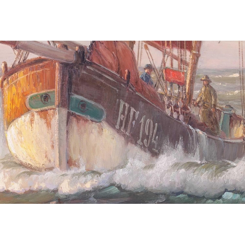 112 - † Martin Franz-Glüsing (1885 - 1956) German, Fishing boats in the North Sea, signed Fräncis-Glüsing,... 