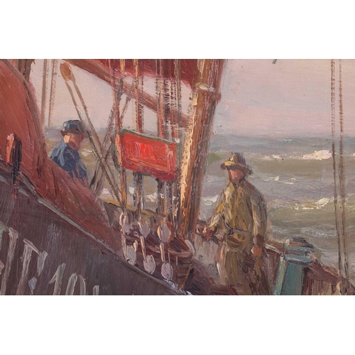 112 - † Martin Franz-Glüsing (1885 - 1956) German, Fishing boats in the North Sea, signed Fräncis-Glüsing,... 