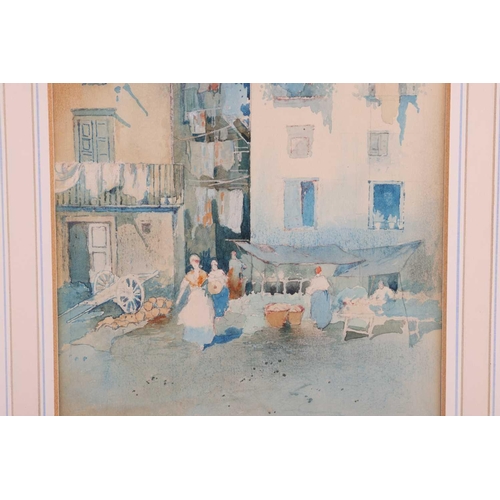 115 - Salvatore Petruolo (1857 - 1946), Six views of the Bay of Naples and Napoli street scenes, signed an... 