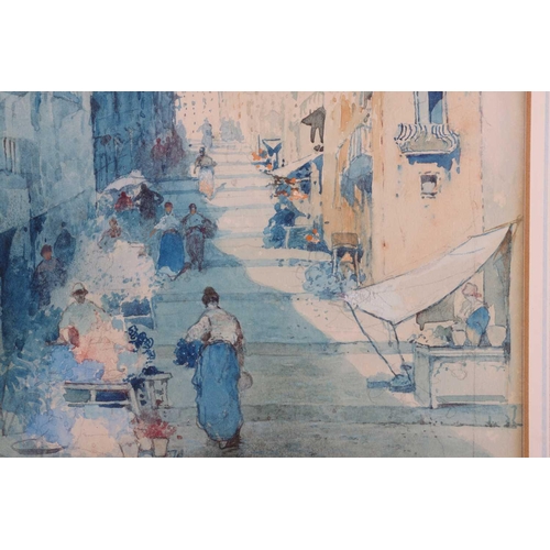 115 - Salvatore Petruolo (1857 - 1946), Six views of the Bay of Naples and Napoli street scenes, signed an... 