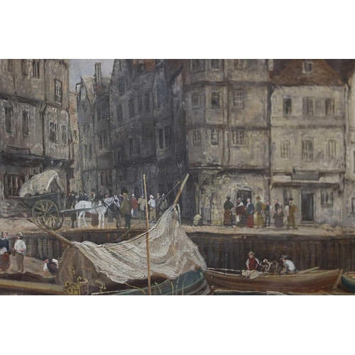 120 - Attributed to William Howard (1879 - 1945) German, Vessels in a town harbour, unsigned, oil on canva... 