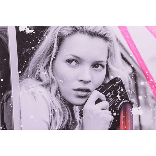 133 - † Padame One (b.1991), Kate Moss, signed in pencil, mixed media, 69.5 x 50 cm, unframed