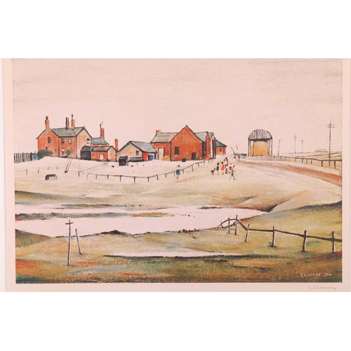 144 - † Laurence Stephen Lowry (1887 - 1976), 'Landscape with Farm Buildings', limited edition print signe... 