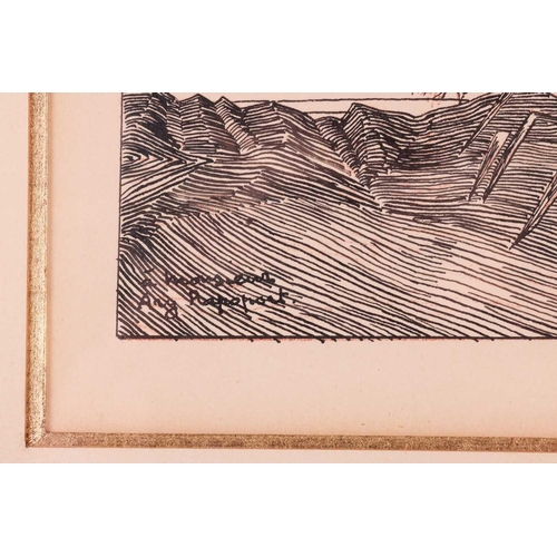 149 - † Marcel Mouillot (1889-1972) French, A Coastal Study with trees and exotic plants, pen and ink, sig... 