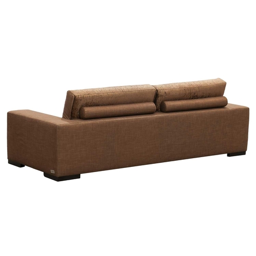 162 - Fendi, a designer three-seat studio sofa of architectural form, with bronze effect linen upholstery,... 