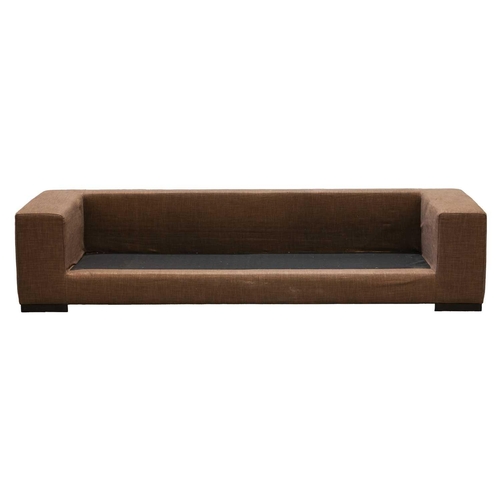 162 - Fendi, a designer three-seat studio sofa of architectural form, with bronze effect linen upholstery,... 