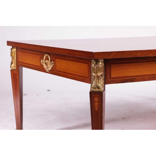 165 - A 20th century French Empire-style marquetry inlaid walnut coffee table, with gilt metal mounts thro... 