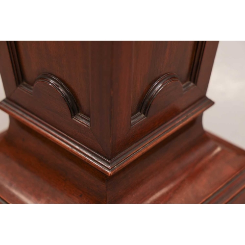 168 - An Edwardian mahogany square section pedestal of Neo-Classical form with decorative carved and mould... 