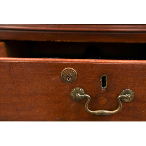 169 - A George III mahogany chest on chest with canted and fluted corners, the upper carcass with three sh... 