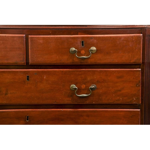 169 - A George III mahogany chest on chest with canted and fluted corners, the upper carcass with three sh... 