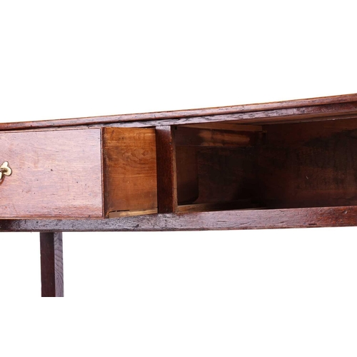 170 - A 19th-century Welsh borders oak dresser base, with quartered planked top over three short drawers, ... 