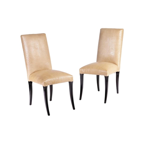 171 - Cavalli, a set of five designer high-back dining chairs with stuff over faux crocodile skin upholste... 