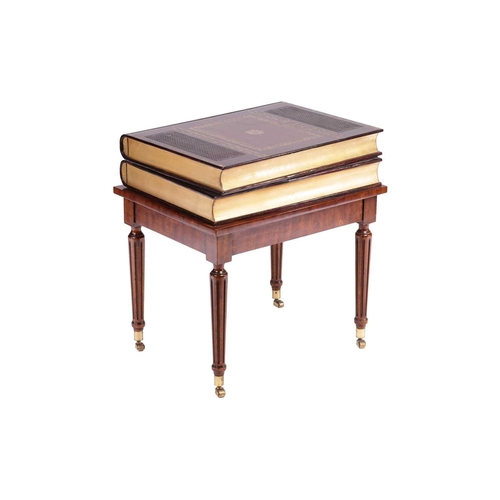 180 - A large rectangular coffee table in the form of two oversized faux leather-bound books, with a singl... 