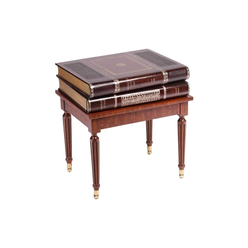 180 - A large rectangular coffee table in the form of two oversized faux leather-bound books, with a singl... 