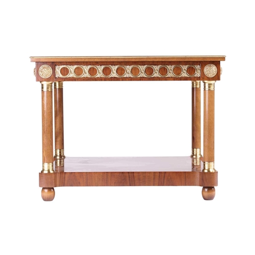 181 - A 20th-century square Louis XVI style parquetry topped side table, with gilt metal mounts throughout... 