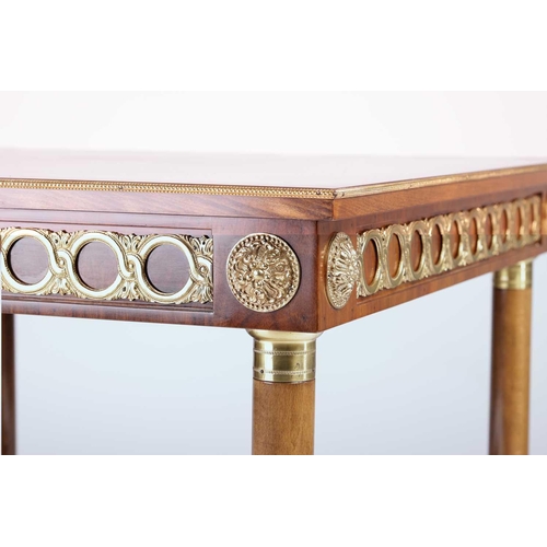 181 - A 20th-century square Louis XVI style parquetry topped side table, with gilt metal mounts throughout... 