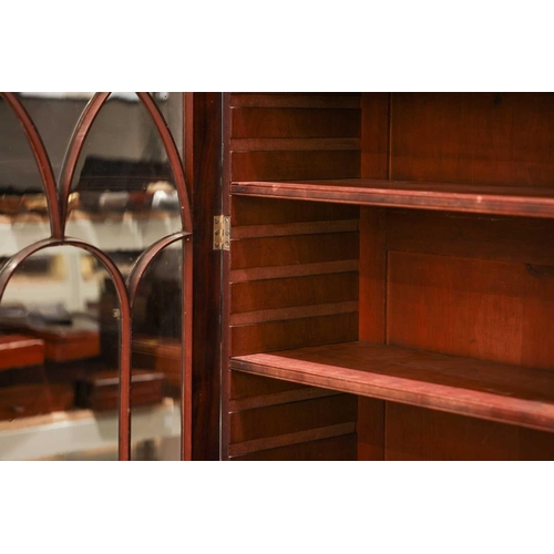 183 - A George IV mahogany secretaire bookcase, the upper section with a pair of eliptical glazed doors, t... 