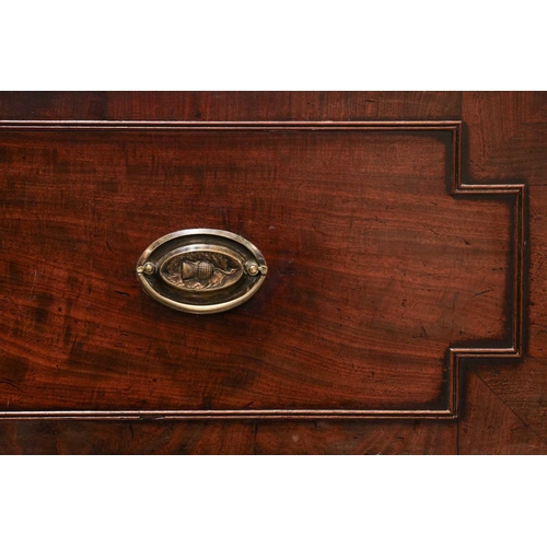 183 - A George IV mahogany secretaire bookcase, the upper section with a pair of eliptical glazed doors, t... 