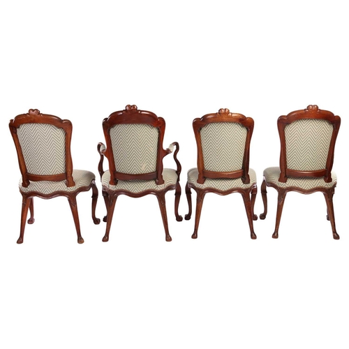 193 - A set of seven George II style walnut cartouch backed dining chairs, possibly Irish C1900, the set c... 