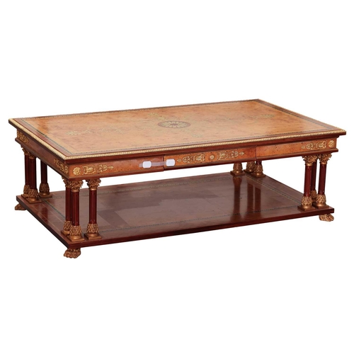 194 - A 20th century Louis XVI style rectangular topped side table, with boss and anthemion inlaid top, an... 