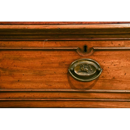 196 - A George III mahogany two-door linen press, now converted for hanging, retaining the long bottom dra... 