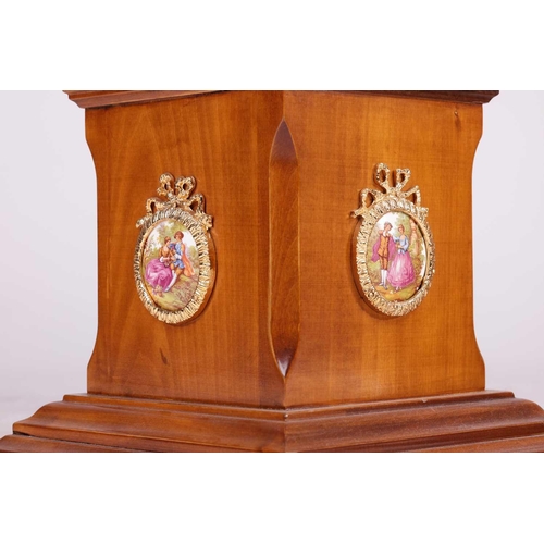 197 - A pair of 20th century marble effect gallery-topped Louis XVI style pedestals, gilt metal mounts thr... 