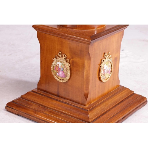 197 - A pair of 20th century marble effect gallery-topped Louis XVI style pedestals, gilt metal mounts thr... 