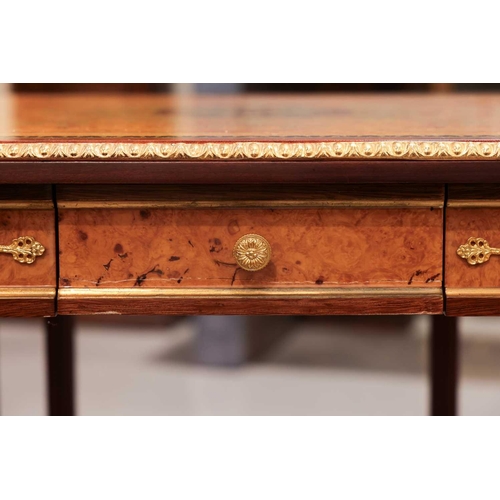 206 - A 20th century Louis XVI style square topped side table, with boss and anthemion inlaid top, and a s... 