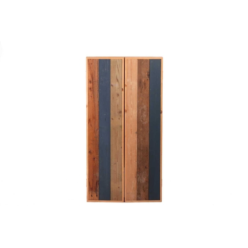 214 - Piet Hein Eek (b.1967) Dutch, a floor-length triptych mirror, framed in scrap wood, the stained plan... 