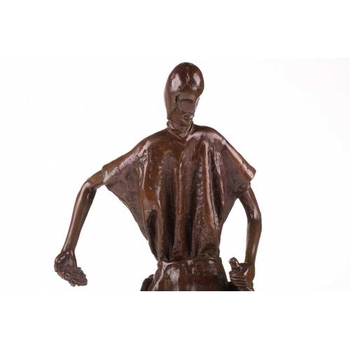 226 - † Late 20th century British School, The Sower, indistinctly signed, numbered 7/7, bronze figure on a... 