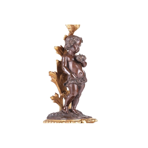 239 - A pair of French ormolu and bronze figural six-sconce candelabra in the manner of Auguste Moreau a p... 