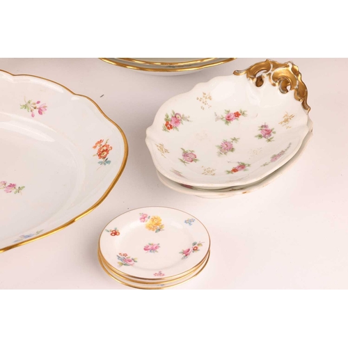 247 - A Meissen porcelain part dinner service painted with 'Deutsche Blumen' sprays, first half of the 20t... 