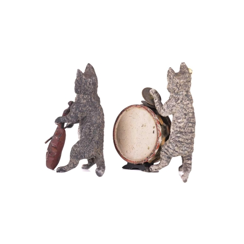 263 - A late 19th-century Austrian cold-painted bronze miniature cat orchestra ('Katzenorchester'), appare... 