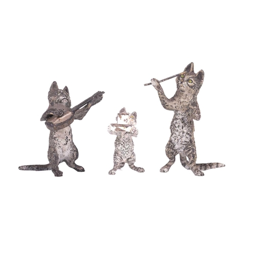 263 - A late 19th-century Austrian cold-painted bronze miniature cat orchestra ('Katzenorchester'), appare... 