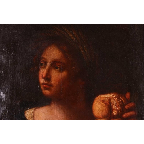 87 - 18th century European School, Ceres wearing a crown of corn and holding a loaf of bread, oil on canv... 