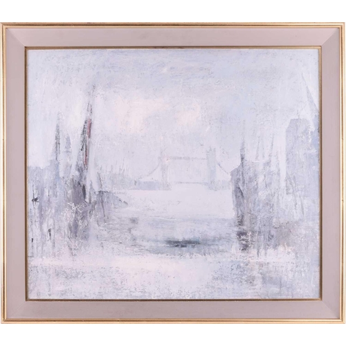 90 - † Gerald Parkinson (b. 1926), 'Pool of London II' (1961), inscribed verso, oil on board, 60 x 70 cm,... 