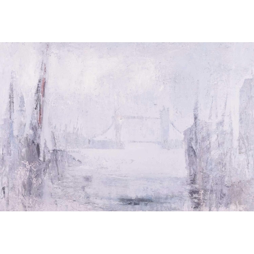 90 - † Gerald Parkinson (b. 1926), 'Pool of London II' (1961), inscribed verso, oil on board, 60 x 70 cm,... 