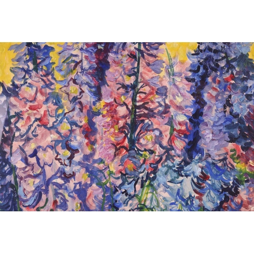 98 - † Sir Jacob Epstein (1880 - 1959), Delphiniums, signed, gouache and watercolour on paper, 56 x 43.5 ... 