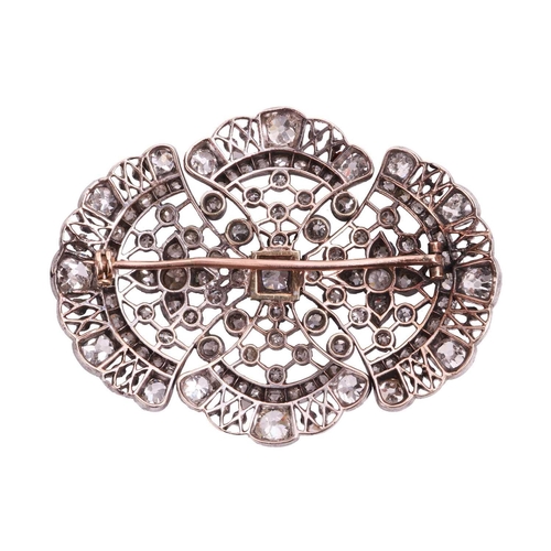 11 - A Victorian diamond brooch, set with an array of old cut and rose cut diamonds, with a total estimat... 