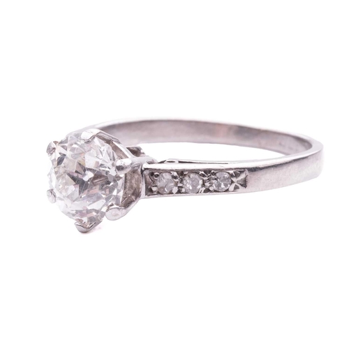 137 - A diamond solitaire ring, claw-set with an old-cut diamond of 6.4 mm, with an estimated weight of 1.... 