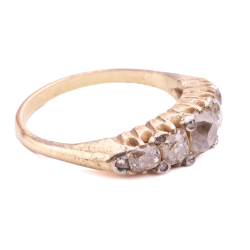 192 - An old-cut diamond half-hoop ring, featuring graduated old-cut diamonds, the largest measuring appro... 