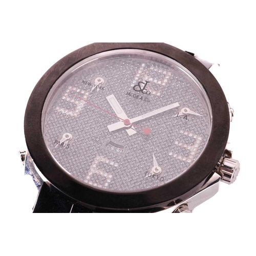 242 - A Jacob & Co Five Time Zone Diamond Set Watch. Model: Serial: S6620 Case Material: Steel Case diamet... 