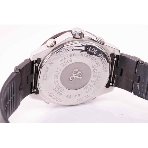 242 - A Jacob & Co Five Time Zone Diamond Set Watch. Model: Serial: S6620 Case Material: Steel Case diamet... 