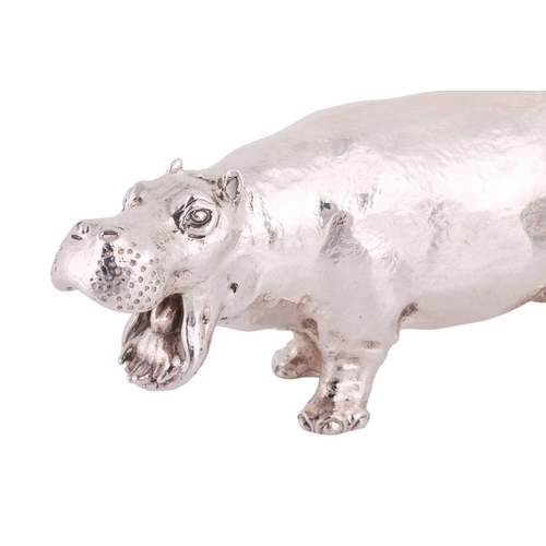 259 - Two silver animal figurines, including a heavy casted hippopotamus by C.F. Hancock & Co., London 199... 